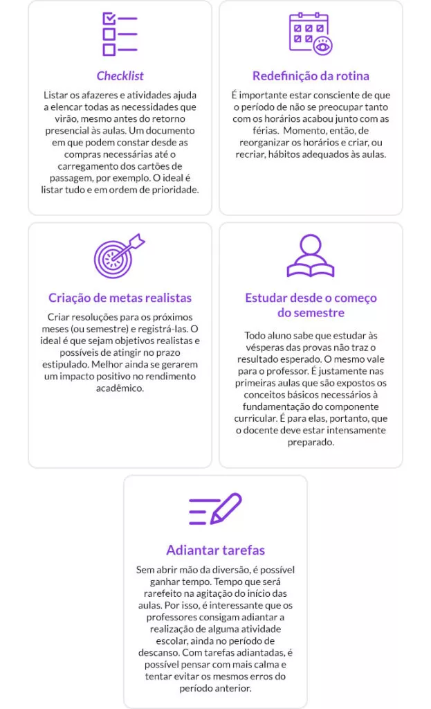 Infográfico volta as aulas